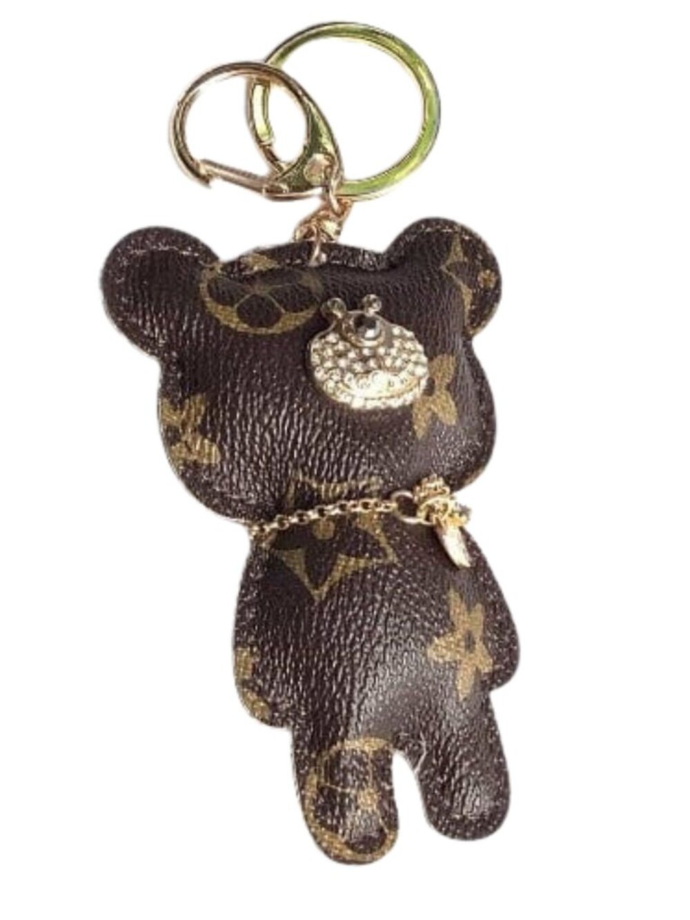 Brown Teddy Bear Bag Charm Rhinestone Keychain